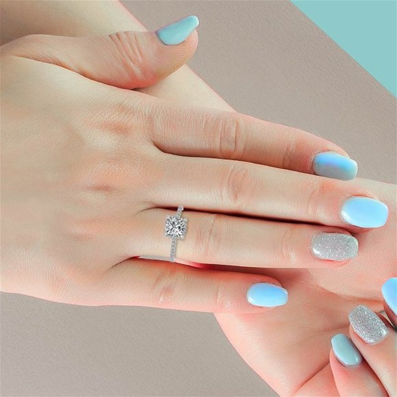 10x7mm-2.0Ct Pear Moissanite & Lab Diamond Ring - Picture 8 of 9